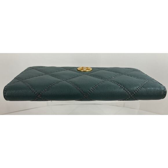 Tory Burch Teal Willa Slim Envelope Quilted Leather Wallet - Picture 4 of 11